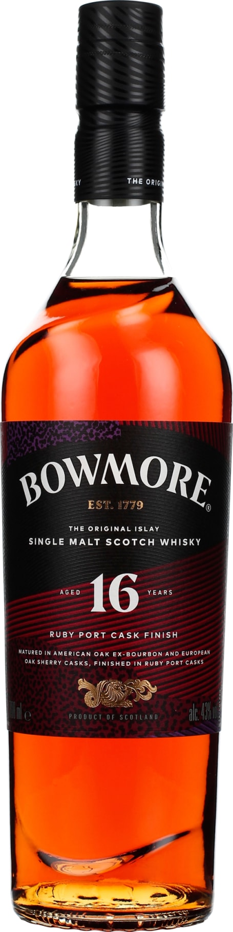Bowmore 16 Years Ruby Port Cask Finish bottle